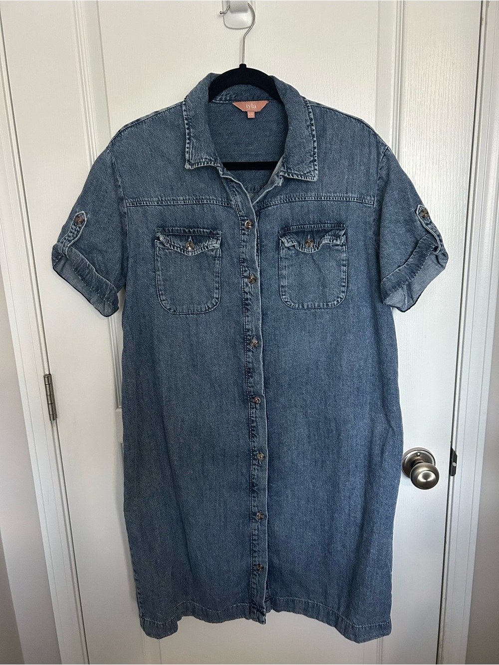 iyla Blue Denim Midi Shirt Dress
